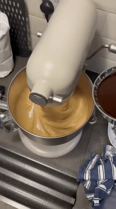 Pouring chocolate mixture
