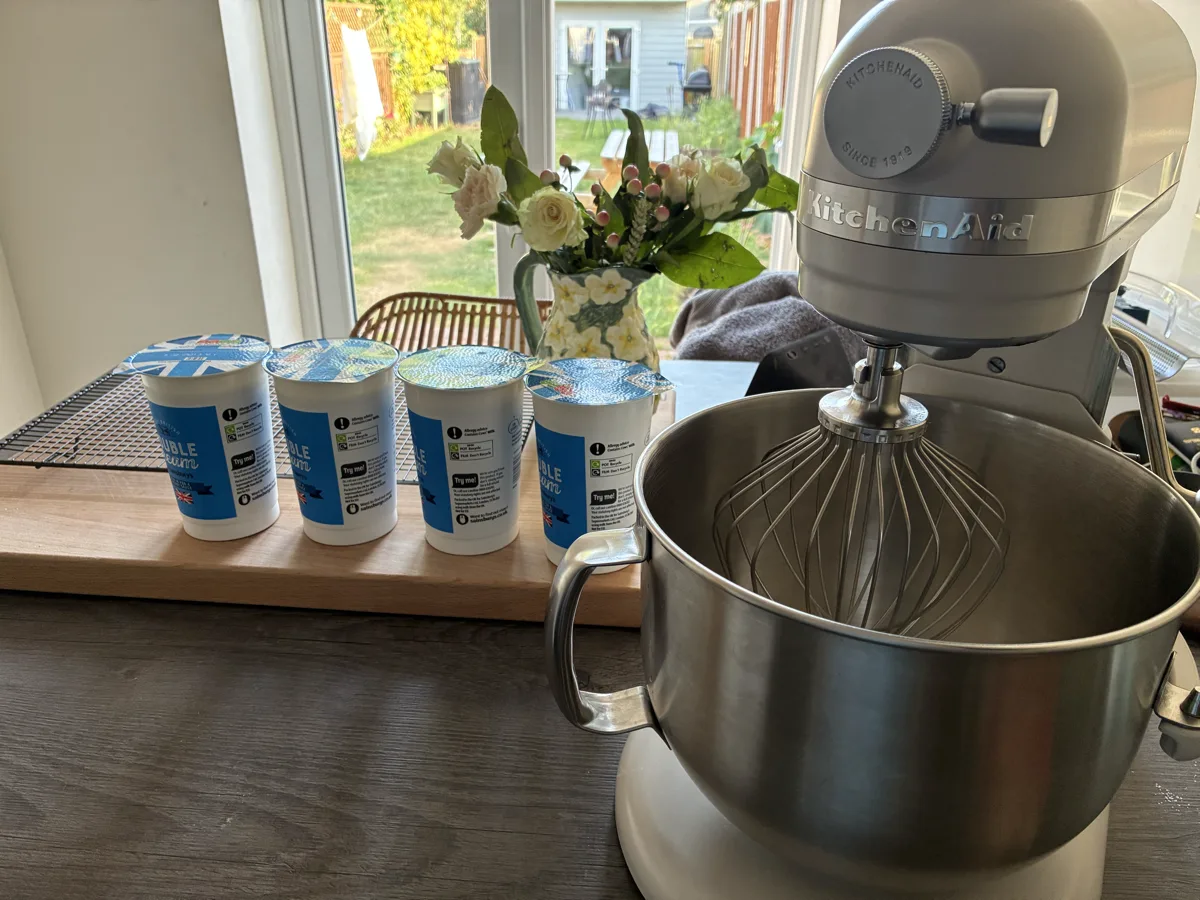 Cream and mixer ready