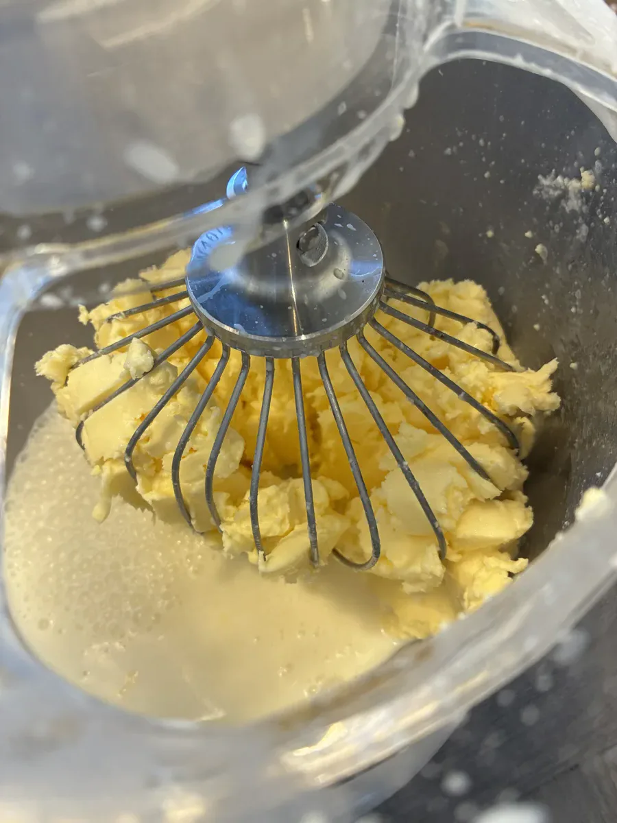 Butter formed on whisk
