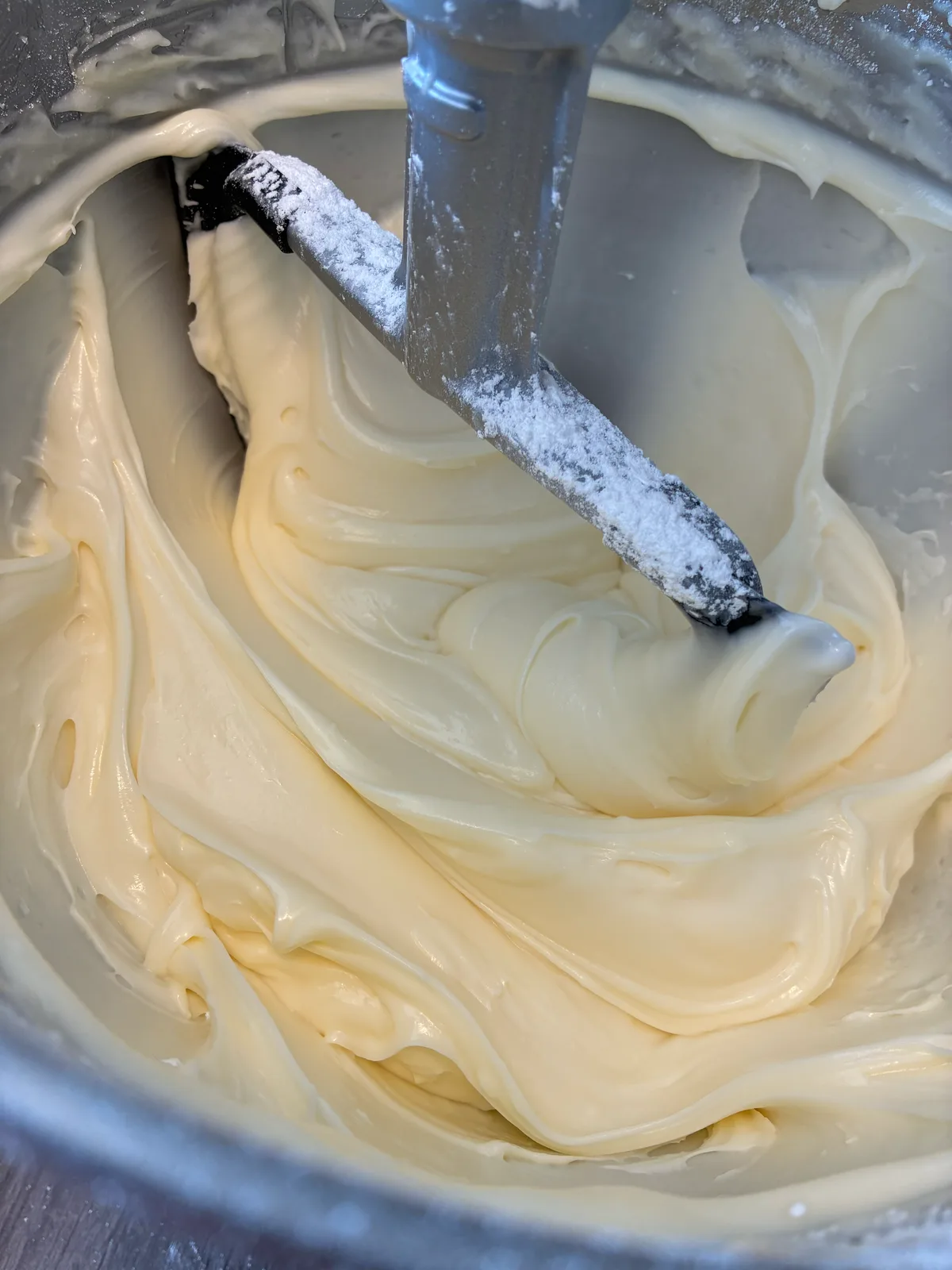 Cream cheese frosting in the mixer
