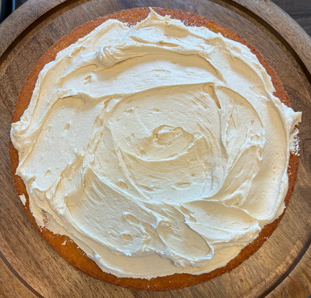 Finished Victoria sponge dusted with icing sugar